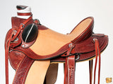 HILASON Western Horse Wade Saddle Leather Ranch Roping Mahogany | Hand Tooled & For Horses