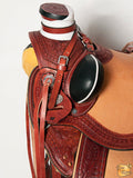HILASON Western Horse Wade Saddle Leather Ranch Roping Mahogany | Hand Tooled & For Horses