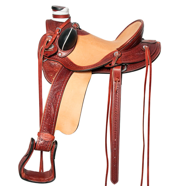 Western Horse Wade Saddle Leather Ranch Roping Mahogany - Uhorse