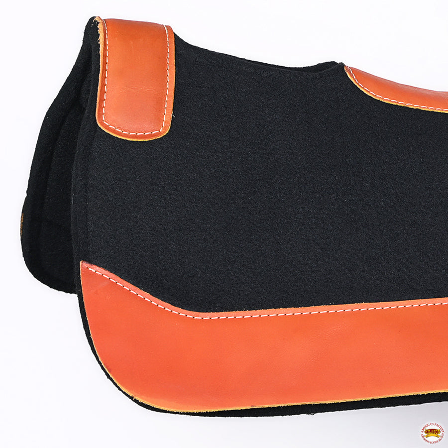 HILASON Western Wool Felt Horse Saddle Pad W/ Distressed Wear Leather | for Horses
