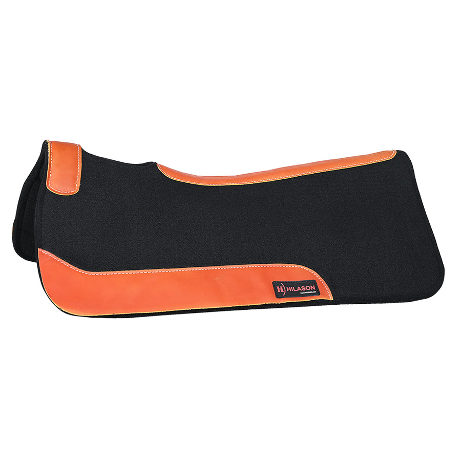 Hilason Western Wool Felt Horse Saddle Pad with Leather Border- Black - Uhorse