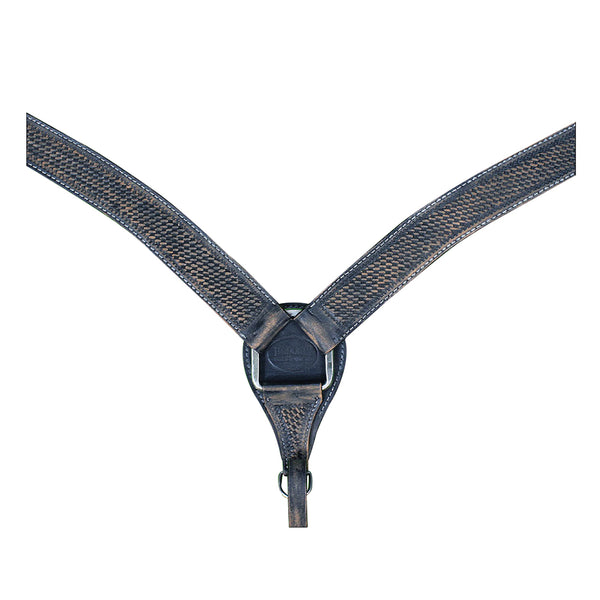 HILASON Western Horse Headstall Breast Collar Set Tack Genuine American Leather Basket Weave Rough Out Black - Uhorse