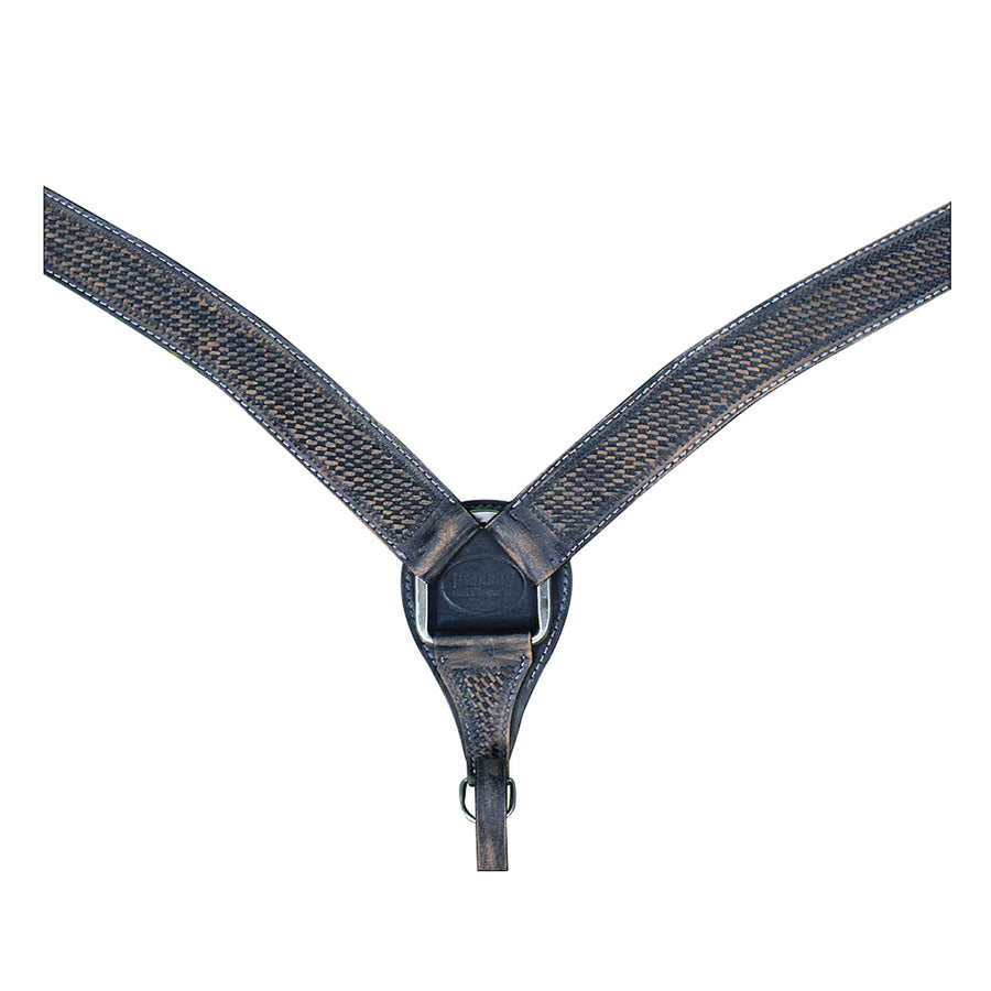 HILASON Western Horse Headstall Breast Collar Set Tack Genuine American Leather Basket Weave Rough Out Black - Uhorse
