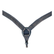 HILASON Western Horse Headstall Breast Collar Set Genuine American Leather Basket Weave Rough Out Black | For Horses