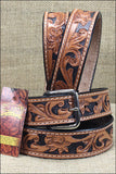 Leather Gun Holster Belt Handmade Floral Tool Western Work Men Hilason