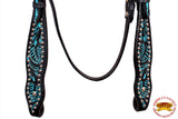 Western Horse Headstall Tack Bridle American Leather Turquoise Hilason