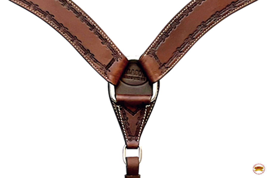 HILASON Western Horse Headstall Breast Collar Set Genuine American Leather Barb Wire Rough Out Dark Brown | For Horses