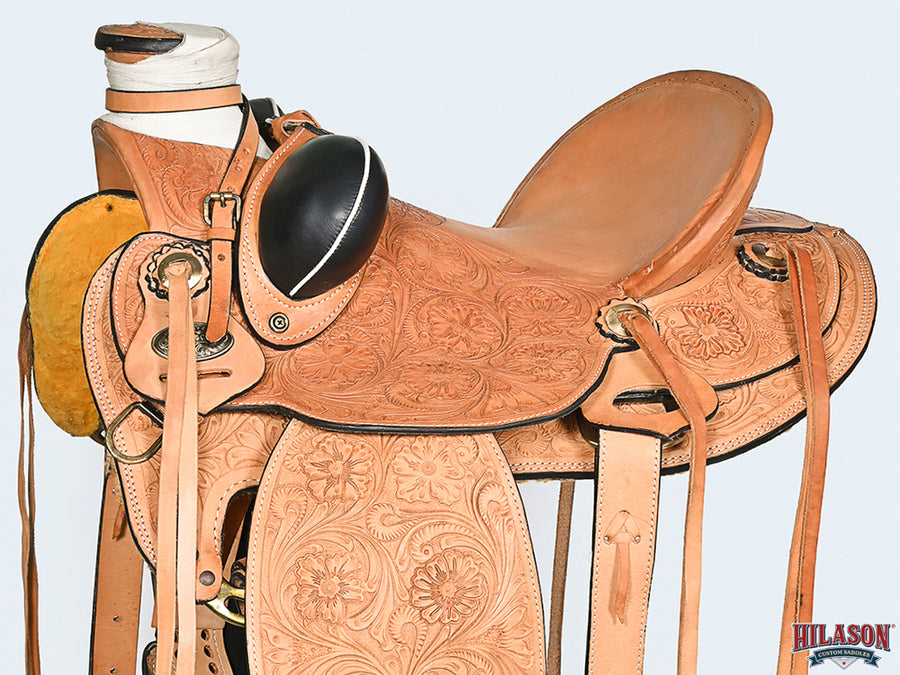 HILASON Western Horse Wade Saddle American Leather Ranch Roping | Hand Tooled & For Horses