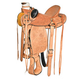 17 In W. H. Wade Saddle American Leather Ranch Roping Tan Hilason – by Hilason – Cowboy and equestrian accessories