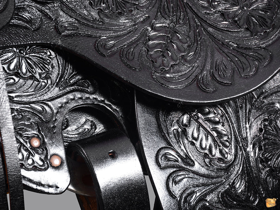 HILASON Western Horse Wade Saddle American Leather Ranch Roping Black | Hand Tooled & For Horses