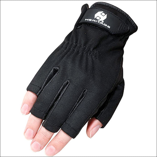 11 Size Heritage Tech-Lite Riding Gloves Horse Equestrian Black 3/4 Finger - Uhorse