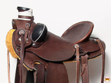 HILASON Western Horse Wade Saddle American Leather Ranch Roping Dark Brown | Hand Tooled | Horse Saddle | Western Saddle | Wade & Roping Saddle | Horse Leather Saddle | Saddle For Horses