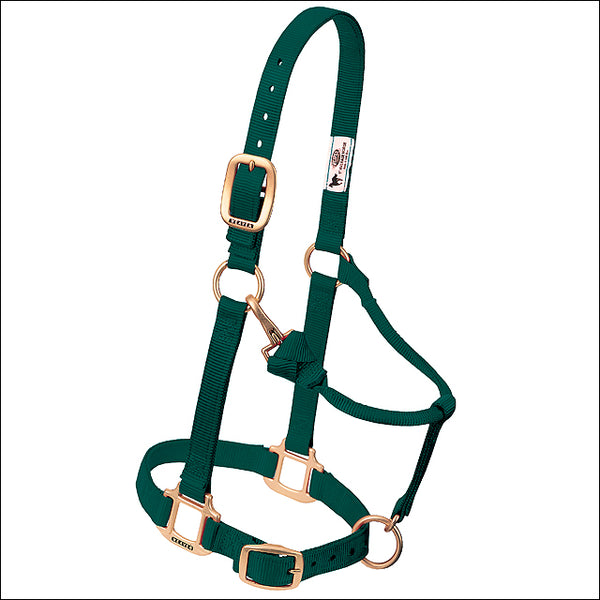 Hunter Green Weaver Original Adjustable Chin Throat Snap Halter 3/4" by Hilason – Cowboy and equestrian accessories
