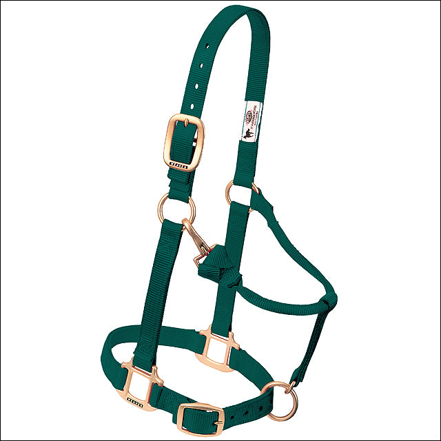 Hunter Green Adjustable Chin Throat Snap Halter 3/4" Weanling Pony - Uhorse
