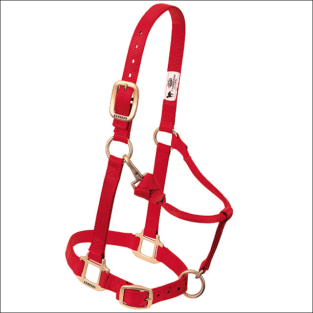 Red Original Adjustable Chin Throat Snap Halter 3/4" Weanling Pony - Uhorse