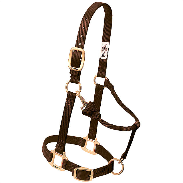 Large Horse Halter Nylon Heat Sealed Buckle Chin Throat Brown - Uhorse