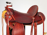 HILASON Western Horse Wade Saddle American Leather Ranch Roping Mahogany | Hand Tooled & For Horses