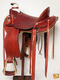 HILASON Western Horse Wade Saddle American Leather Ranch Roping Mahogany | Hand Tooled & For Horses