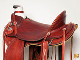 HILASON Western Horse Wade Saddle American Leather Ranch Roping Mahogany | Hand Tooled & For Horses