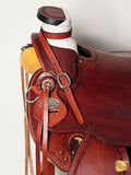 HILASON Western Horse Wade Saddle American Leather Ranch Roping Mahogany | Hand Tooled & For Horses