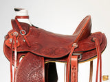 HILASON Western Horse Wade Saddle American Leather Ranch Roping Mahogany | Hand Tooled & For Horses