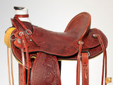 HILASON Western Horse Wade Saddle American Leather Ranch Roping Mahogany | Hand Tooled & For Horses