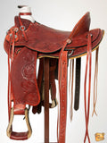 HILASON Western Horse Wade Saddle American Leather Ranch Roping Mahogany | Hand Tooled & For Horses