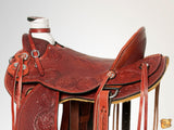 HILASON Western Horse Wade Saddle American Leather Ranch Roping Mahogany | Hand Tooled & For Horses