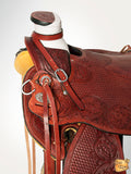 HILASON Western Horse Wade Saddle American Leather Ranch Roping Mahogany | Hand Tooled & For Horses