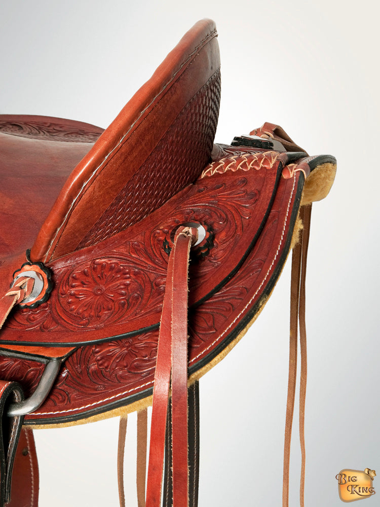 HILASON Western Horse Wade Saddle American Leather Ranch Roping Mahogany | Hand Tooled | Horse Saddle | Western Saddle | Wade & Roping Saddle | Horse Leather Saddle | Saddle For Horses