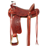 HILASON Western Horse Wade Saddle American Leather Ranch Roping Mahogany | Hand Tooled | Horse Saddle | Western Saddle | Wade & Roping Saddle | Horse Leather Saddle | Saddle For Horses