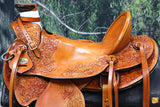 HILASON Western Horse Wade Saddle American Leather Ranch Roping Beige | Hand Tooled | Horse Saddle | Western Saddle | Wade & Roping Saddle | Horse Leather Saddle | Saddle For Horses