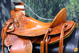 HILASON Western Horse Wade Saddle American Leather Ranch Roping Beige | Hand Tooled | Horse Saddle | Western Saddle | Wade & Roping Saddle | Horse Leather Saddle | Saddle For Horses