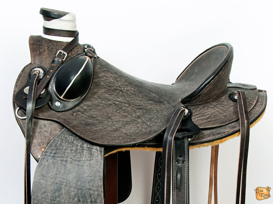 HILASON Western Horse Wade Saddle American Leather Ranch Roping Antique Black | Hand Tooled & For Horses
