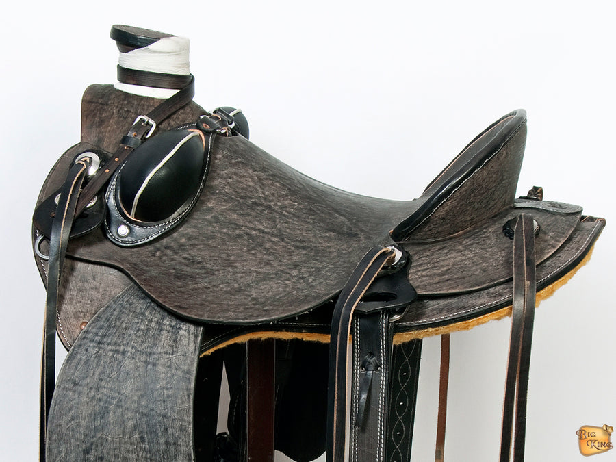 HILASON Western Horse Wade Saddle American Leather Ranch Roping Antique Black | Hand Tooled & For Horses