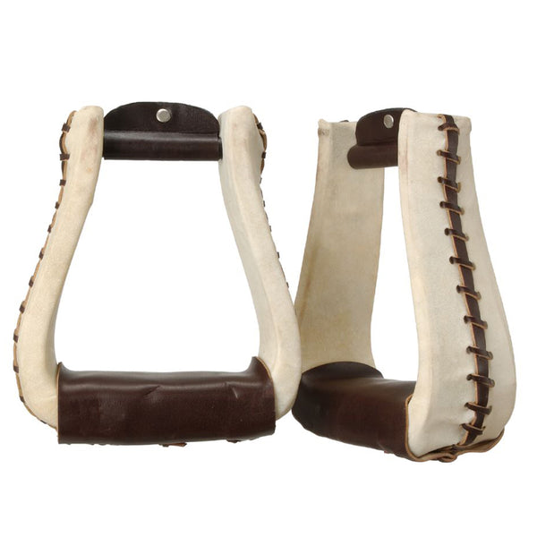 Tough 1 H. Tk. Royal King Rawhide Covered Deep Roper Stirrups Oil – by Hilason – Cowboy and equestrian accessories