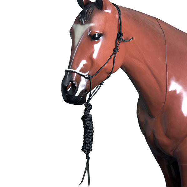 Classic Equine H. Nylon Rawhide Noseband Halter Black White by Hilason – Cowboy and equestrian accessories