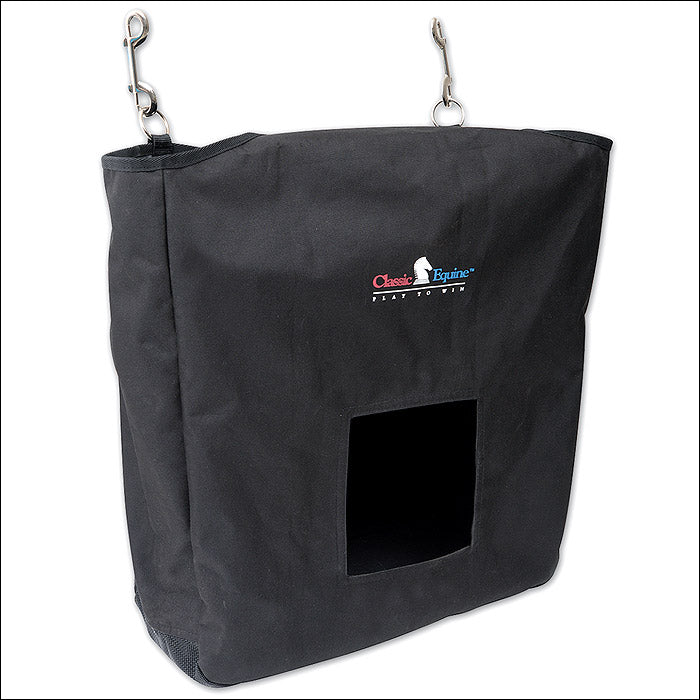 Black Classic Equine Basic Horse Tack Double Snap Hay Bag