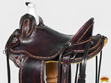 HILASON Western Horse Saddle American Leather Ranch Roping Trail Dark Brown | Hand Tooled Wade & For Horses