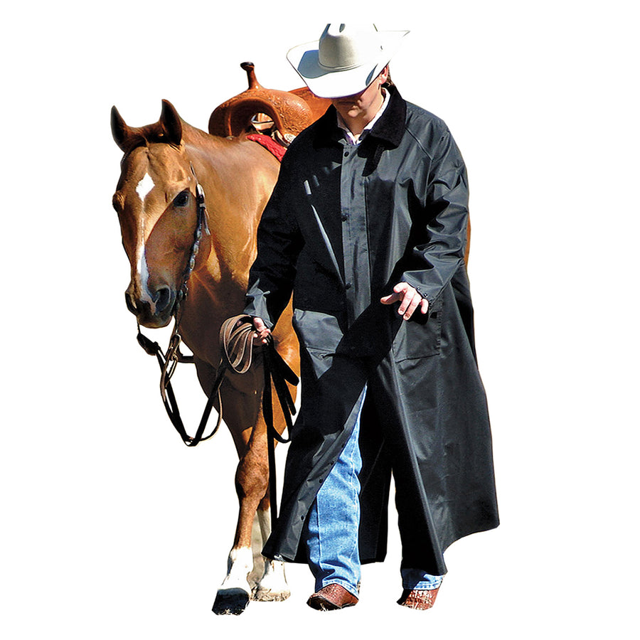 Pvc Saddle Slicker M& F Western Adult Black Weatherproof Detachable Hood - Uhorse