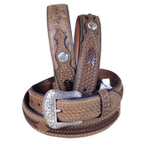34 In Western Nocona Leather men's Belt Conchos Ostrich Tan Overlay - Uhorse