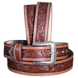 42 In Nocona Leather Belt 1-1/2 Wide Floral Embossed Stitched men's Cowboy - Uhorse