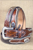 Western Nocona Mens Belt Cowboy Prayer Concho Dark Chocolate 32-46 Ines