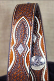 Western Nocona Mens Belt Tooled Diamond Silver Conchos Copper 48 Ines