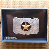 M&F Western Nocona Gold Star Cutout Floral Belt Buckle Silver Finished