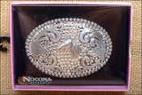 M&F Western Nocona Silver Crystal Rhinestone Horse Belt Buckle