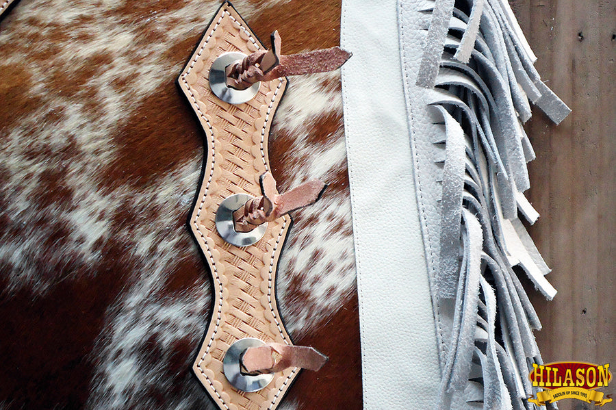 HILASON Bull Riding Chinks Pro Rodeo Bronc Genuine Hair On Leather | Handmade Chaps Western for Adults Hand Tooled Adult