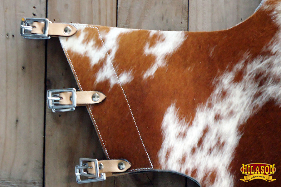 HILASON Bull Riding Chinks Pro Rodeo Bronc Genuine Hair On Leather | Handmade Chaps Western for Adults Hand Tooled Adult