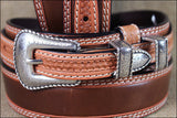 3D Natural Mens Fashion Ranger Tan Leather Belt Silver Buckle