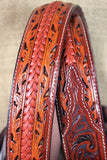 32 Inch 3D Brown Floral Mens Fashion Leather Belt Removable Buckle